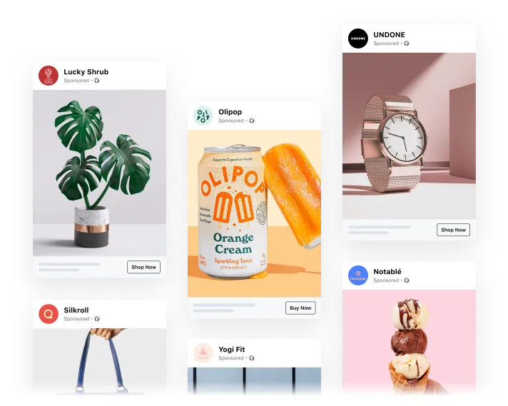 Voorbeelden van Meta advertenties in social media feed