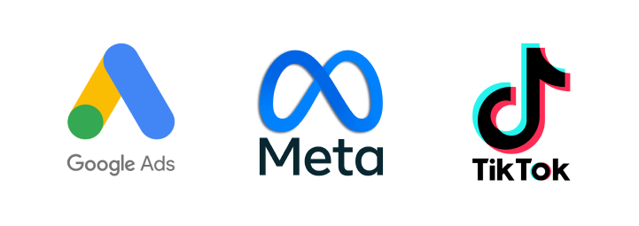 Logo’s van Google Ads, Meta en TikTok
